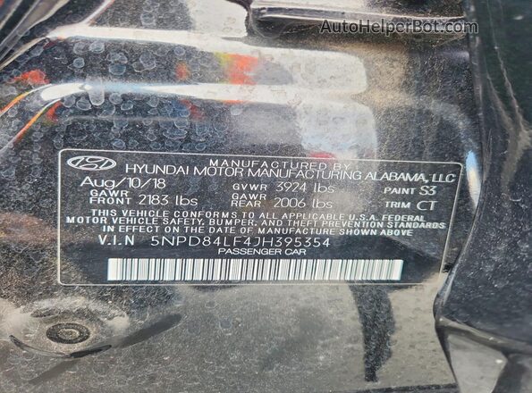 5NPD84LF4JH395354 2018 HYUNDAI ELANTRA Black Vista del compartimento del motor