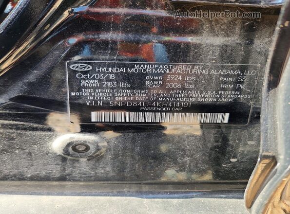 5NPD84LF4KH414101 2019 HYUNDAI ELANTRA Black Widok komory silnika
