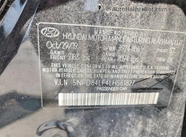 5NPD84LF4LH561827 2020 HYUNDAI ELANTRA Черный Вид подкапотного пространства
