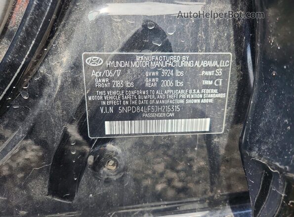 5NPD84LF5JH215315 2018 HYUNDAI ELANTRA Black Vista del compartimento del motor