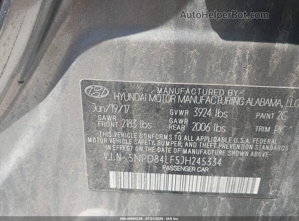 5NPD84LF5JH245334 2018 HYUNDAI ELANTRA Gray Вид підкапотного простору