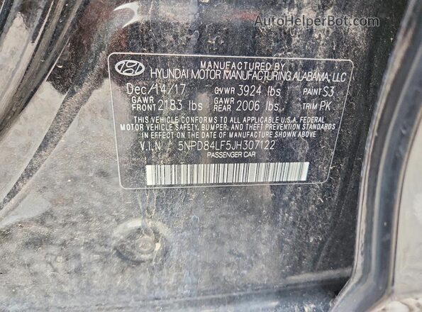 5NPD84LF5JH307122 2018 HYUNDAI ELANTRA Черный Вид подкапотного пространства