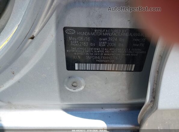 5NPD84LF6HH071672 2017 HYUNDAI ELANTRA Silver Engine compartment view