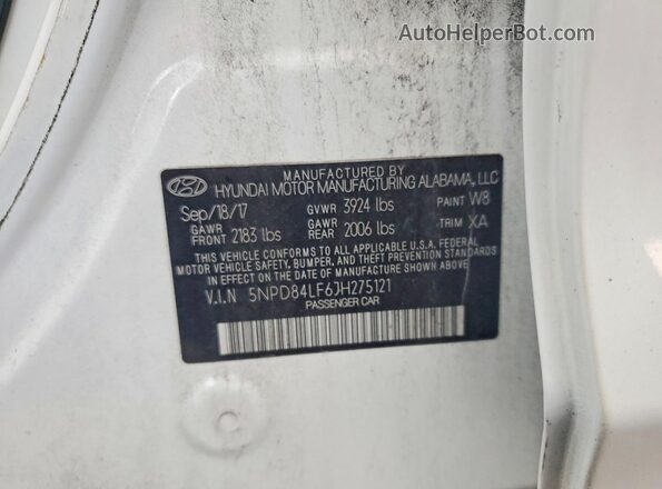 5NPD84LF6JH275121 2018 HYUNDAI ELANTRA White Vista del compartimento del motor