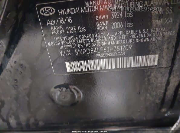 5NPD84LF6JH351209 2018 HYUNDAI ELANTRA Black Вид підкапотного простору