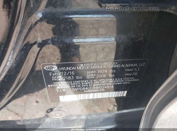 5NPD84LF7HH024814 2017 HYUNDAI ELANTRA Черный Вид подкапотного пространства