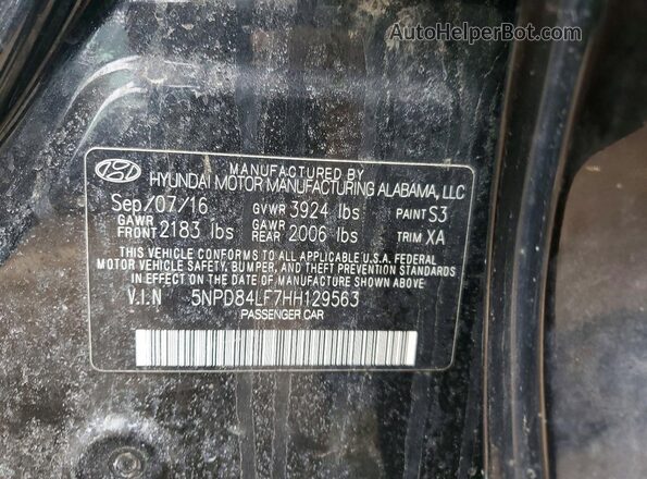 5NPD84LF7HH129563 2017 HYUNDAI ELANTRA Black Вид підкапотного простору