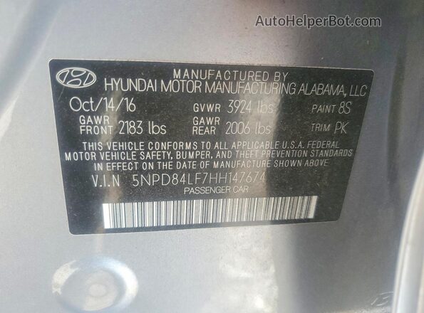 5NPD84LF7HH147674 2017 HYUNDAI ELANTRA Silver Вид підкапотного простору