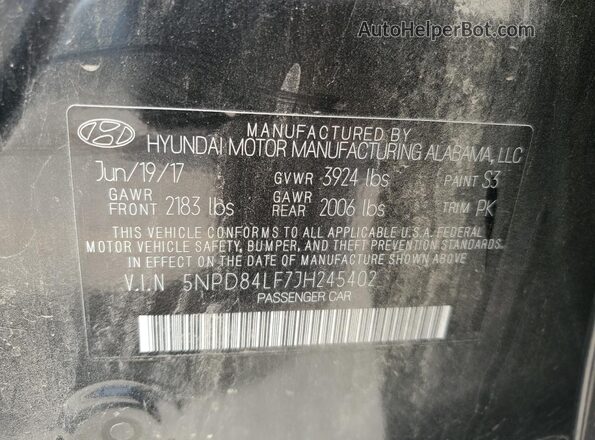 5NPD84LF7JH245402 2018 HYUNDAI ELANTRA Black Engine compartment view
