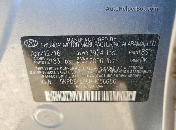 5NPD84LF8HH056686 2017 HYUNDAI ELANTRA Silver Вид підкапотного простору