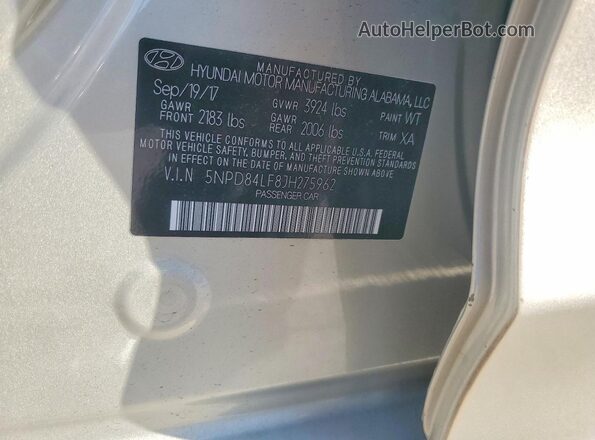 5NPD84LF8JH275962 2018 HYUNDAI ELANTRA Cream Vista del compartimento del motor
