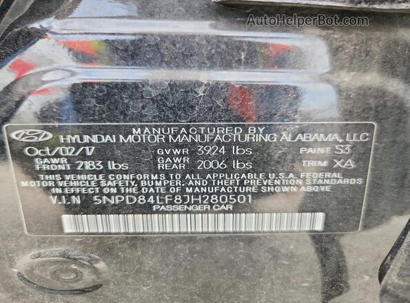 5NPD84LF8JH280501 2018 HYUNDAI ELANTRA Black Շարժիչի բաժամունքի տեսք
