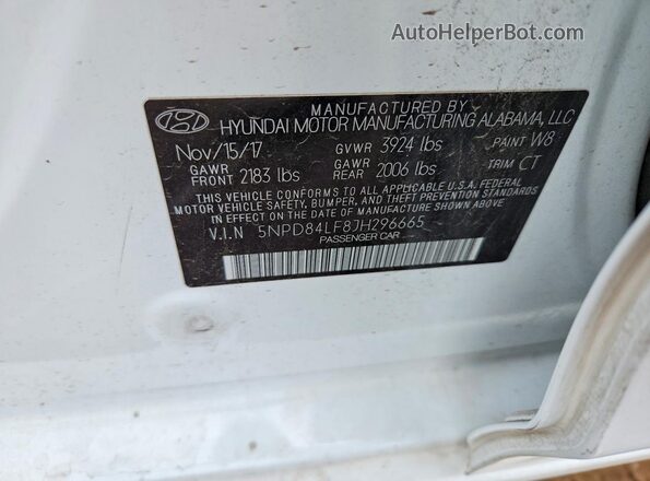 5NPD84LF8JH296665 2018 HYUNDAI ELANTRA White Вид підкапотного простору