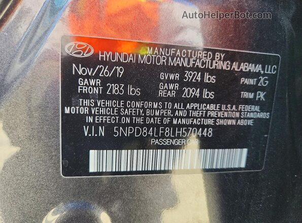 5NPD84LF8LH570448 2020 HYUNDAI ELANTRA Gray Vista del compartimento del motor