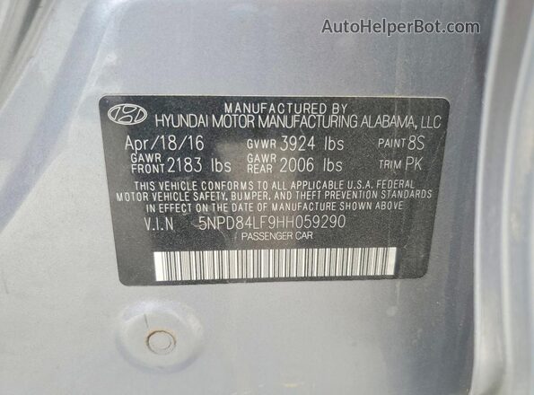 5NPD84LF9HH059290 2017 HYUNDAI ELANTRA Silver Engine compartment view