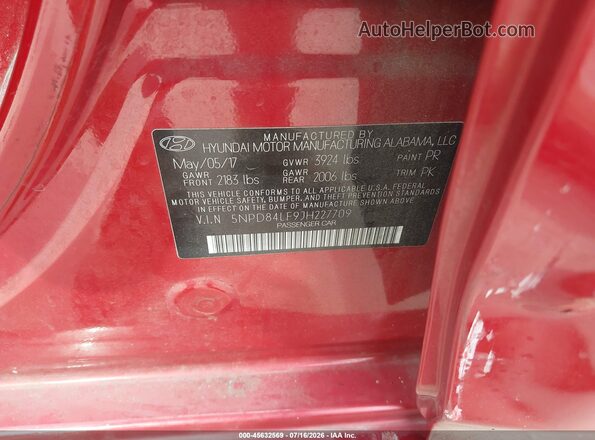 5NPD84LF9JH227709 2018 HYUNDAI ELANTRA Red Widok komory silnika