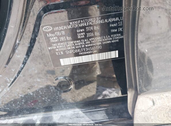 5NPD84LF9JH360390 2018 HYUNDAI ELANTRA Black Engine compartment view