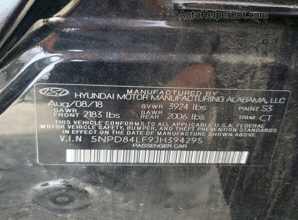 5NPD84LF9JH394295 2018 HYUNDAI ELANTRA Black Widok komory silnika
