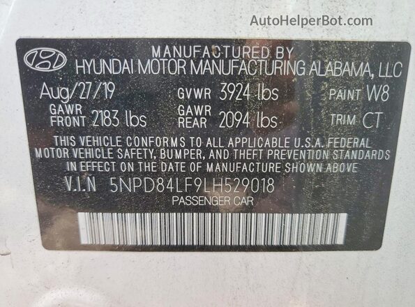 5NPD84LF9LH529018 2020 HYUNDAI ELANTRA White Widok komory silnika