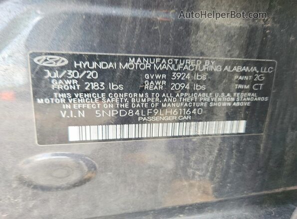 5NPD84LF9LH611640 2020 HYUNDAI ELANTRA Серый Вид подкапотного пространства