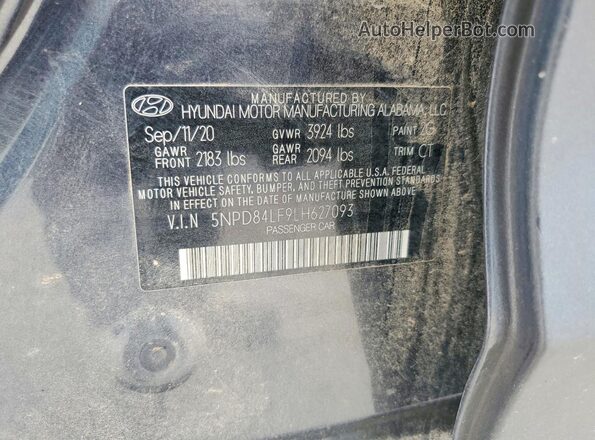 5NPD84LF9LH627093 2020 HYUNDAI ELANTRA Gray Շարժիչի բաժամունքի տեսք