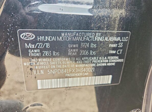 5NPD84LFXJH340021 2018 HYUNDAI ELANTRA Черный Вид подкапотного пространства