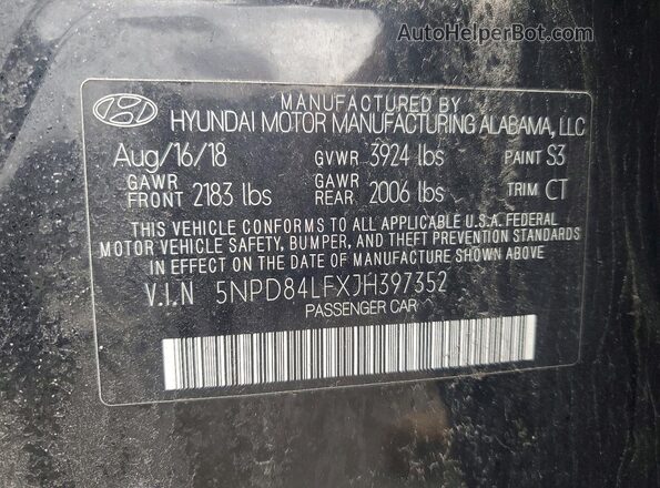 5NPD84LFXJH397352 2018 HYUNDAI ELANTRA Black Engine compartment view