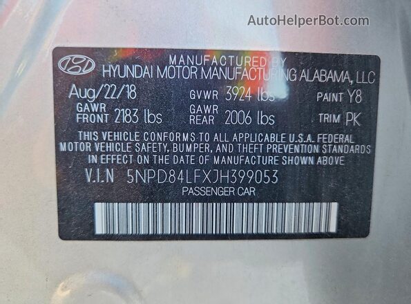 5NPD84LFXJH399053 2018 HYUNDAI ELANTRA Серебряный Вид подкапотного пространства