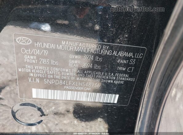 5NPD84LFXLH548936 2020 HYUNDAI ELANTRA Black Widok komory silnika
