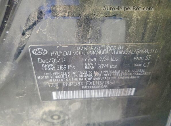 5NPD84LFXLH571858 2020 HYUNDAI ELANTRA Черный Вид подкапотного пространства