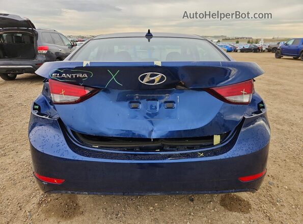 5NPDH4AE1GH725065 2016 HYUNDAI ELANTRA Blue Rear view