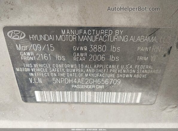 5NPDH4AE2GH656709 2016 HYUNDAI ELANTRA Beige Вид підкапотного простору