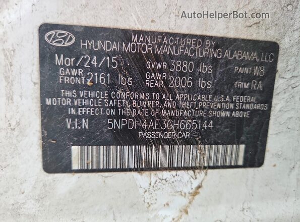5NPDH4AE3GH665144 2016 HYUNDAI ELANTRA White Widok komory silnika