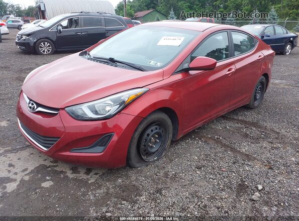 5NPDH4AE3GH742319 2016 HYUNDAI ELANTRA Red წინა მარცხენა ხედი სამი მეოთხედიდან