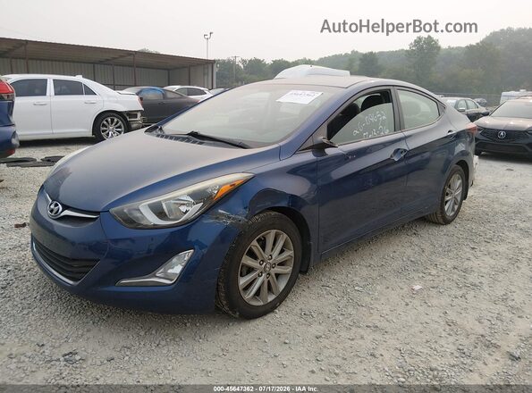 5NPDH4AE4GH660566 2016 HYUNDAI ELANTRA Blue წინა მარცხენა ხედი სამი მეოთხედიდან