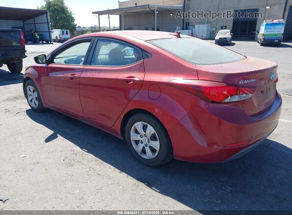 5NPDH4AE4GH769965 2016 HYUNDAI ELANTRA Red Задня ліва чверть
