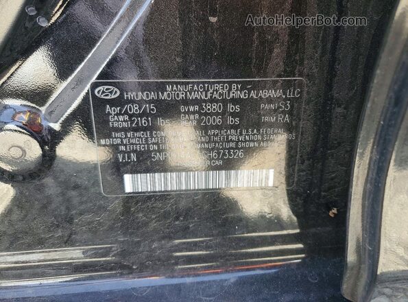 5NPDH4AE5GH673326 2016 HYUNDAI ELANTRA Black VIN კოდის სტიკერის ხედი