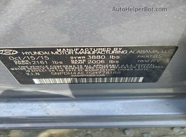 5NPDH4AE7GH778188 2016 HYUNDAI ELANTRA Silver Շարժիչի բաժամունքի տեսք