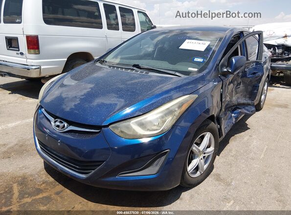 5NPDH4AE8GH703810 2016 HYUNDAI ELANTRA Blue Առջևի ձախ երեք քառորդ տեսարան