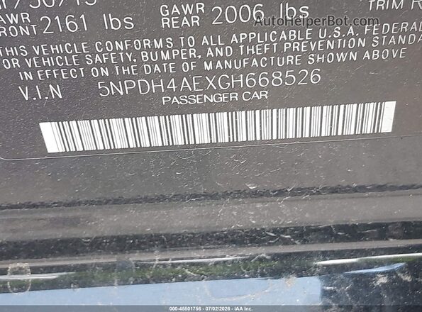 5NPDH4AEXGH668526 2016 HYUNDAI ELANTRA Черный Вид подкапотного пространства