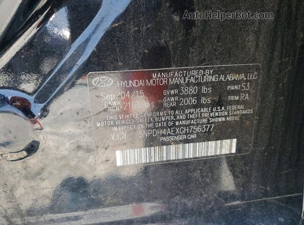 5NPDH4AEXGH756377 2016 HYUNDAI ELANTRA Black Vista del compartimento del motor