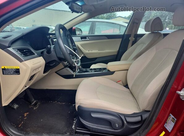 5NPE24AF1GH290448 2016 HYUNDAI SONATA Red Вид салону спереду
