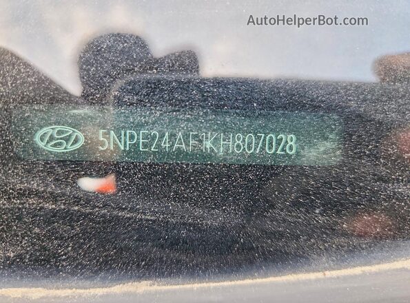 5NPE24AF1KH807028 2019 HYUNDAI SONATA Gray Widok naklejki z numerem VIN