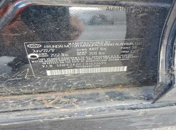 5NPE24AF2JH620699 2018 HYUNDAI SONATA Black Engine compartment view