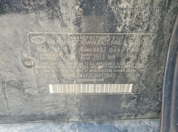 5NPE24AF3GH412940 2016 HYUNDAI SONATA Black Engine compartment view