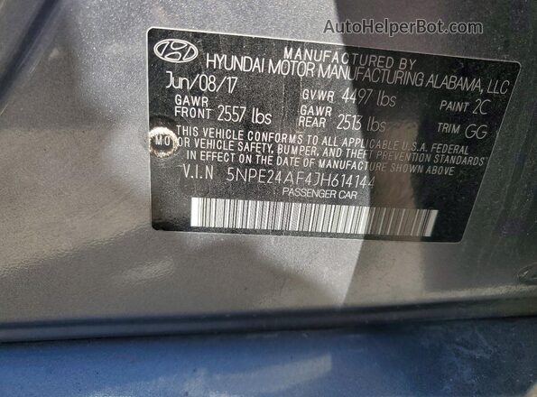 5NPE24AF4JH614144 2018 HYUNDAI SONATA Gray VIN sticker view