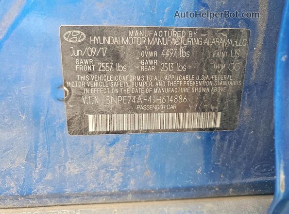 5NPE24AF4JH614886 2018 HYUNDAI SONATA Blue Widok komory silnika