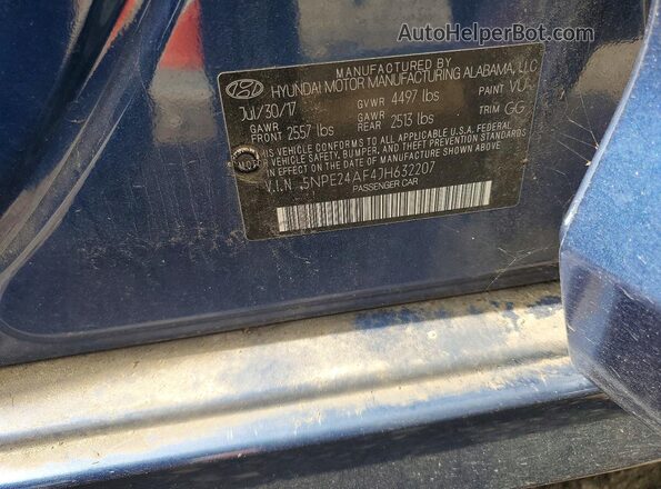 5NPE24AF4JH632207 2018 HYUNDAI SONATA Синий Вид подкапотного пространства