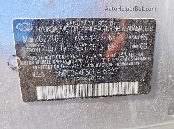 5NPE24AF5GH405827 2016 HYUNDAI SONATA Silver Շարժիչի բաժամունքի տեսք