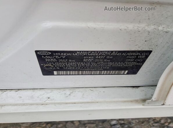 5NPE24AF5JH603198 2018 HYUNDAI SONATA White Widok komory silnika